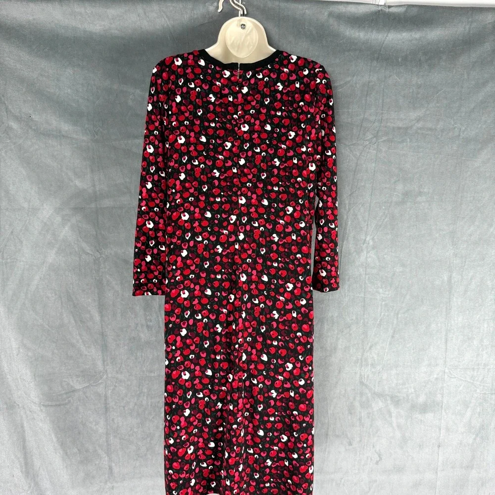 Lauren Ralph Lauren Midi Dress Sz L Red Pink Floral Jersey Knit‎